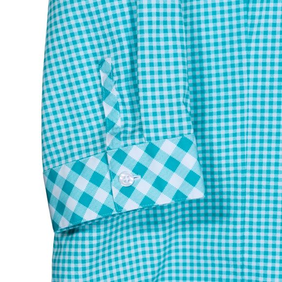 Chico's Women's Blouse Button Up Blue White Check Plaid Long Sleeve Top 2 L/12 - Picture 8 of 9